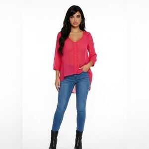 Pins and needles pink fuchsia high low blouse